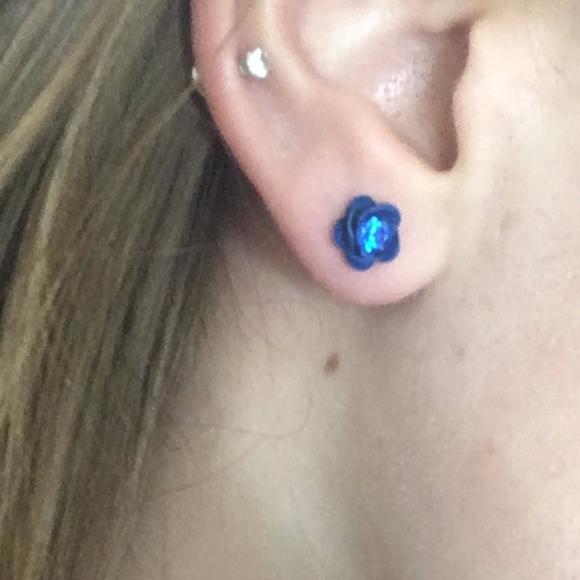*NEVER WORN* Blue Rose Studs - Picture 6 of 7